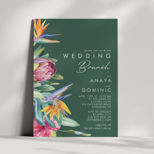 Colourful Tropical Floral Green Wedding Brunch Invitation