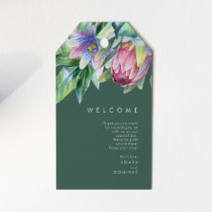Colourful Tropical Floral   Green Wedding Welcome Gift Tags