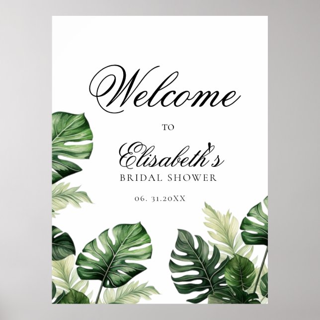 Colourful Tropical Floral | Greenery bridal shower Poster (Front)