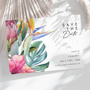 Colourful Tropical Floral Horizontal Save The Date