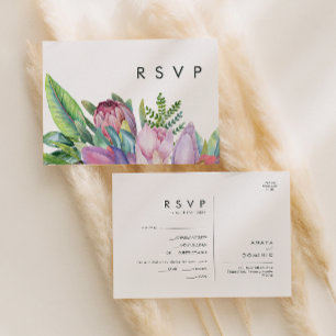 Colourful Tropical Floral Menu Choice RSVP Card