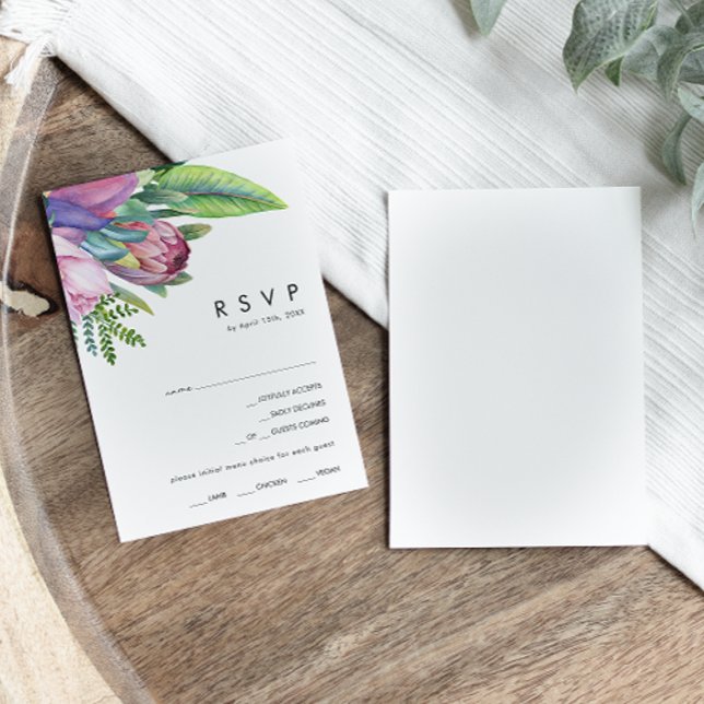 Colourful Tropical Floral | Menu Choice RSVP Card (Creator Uploaded)