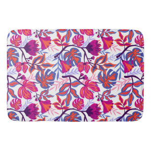 Colourful, Tropical Floral Pattern Bath Mat