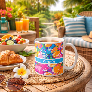Colourful Tropical Floral Pattern Coffee Mug