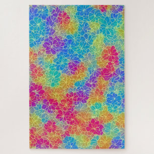 Colourful tropical floral pattern difficult adult jigsaw puzzle