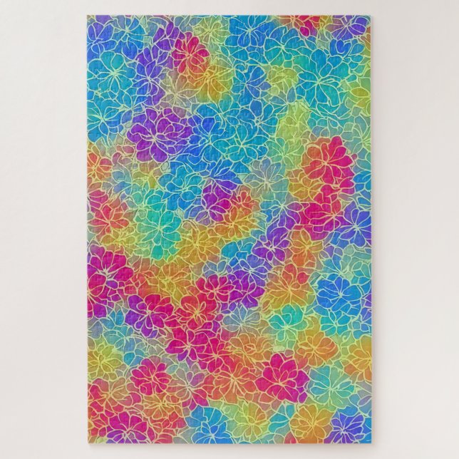 Colourful tropical floral pattern difficult adult jigsaw puzzle (Vertical)