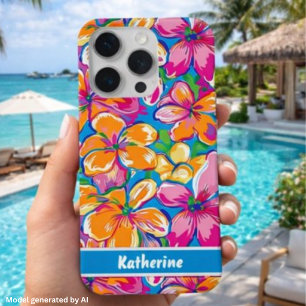 Colourful Tropical Floral Pattern iPhone 15 Pro Case