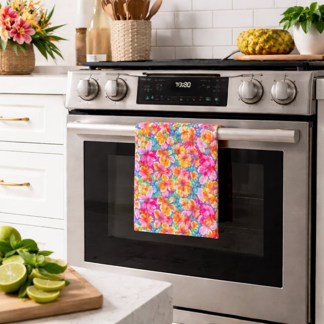 Colourful Tropical Floral Pattern Tea Towel (Creator Uploaded)