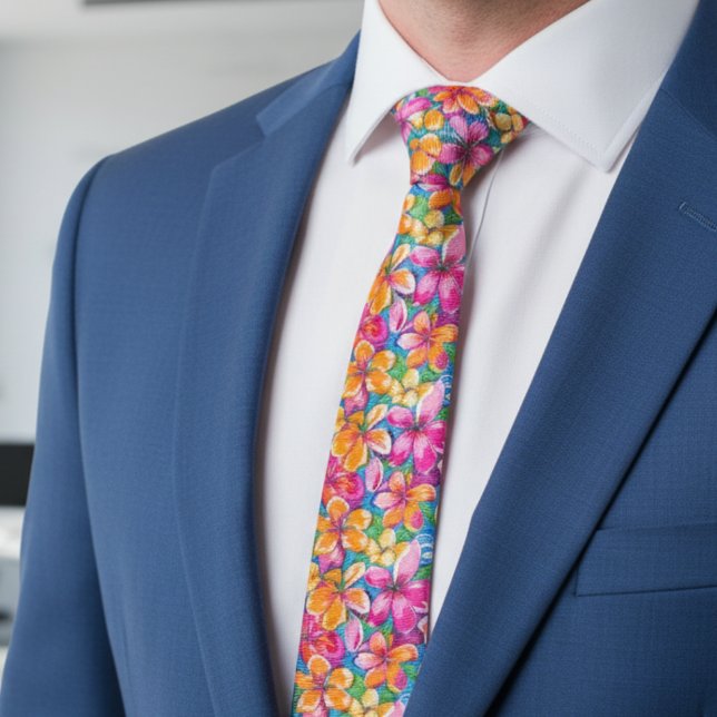 Colourful Tropical Floral Pattern Tie (Creator Uploaded)