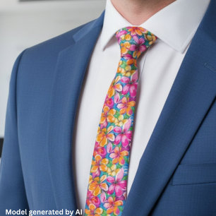 Colourful Tropical Floral Pattern Tie