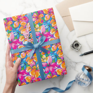 Colourful Tropical Floral Pattern Wrapping Paper