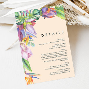 Colourful Tropical Floral   Peach Details Enclosure Card