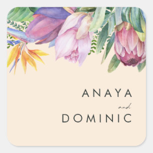 Colourful Tropical Floral   Peach Envelope seals