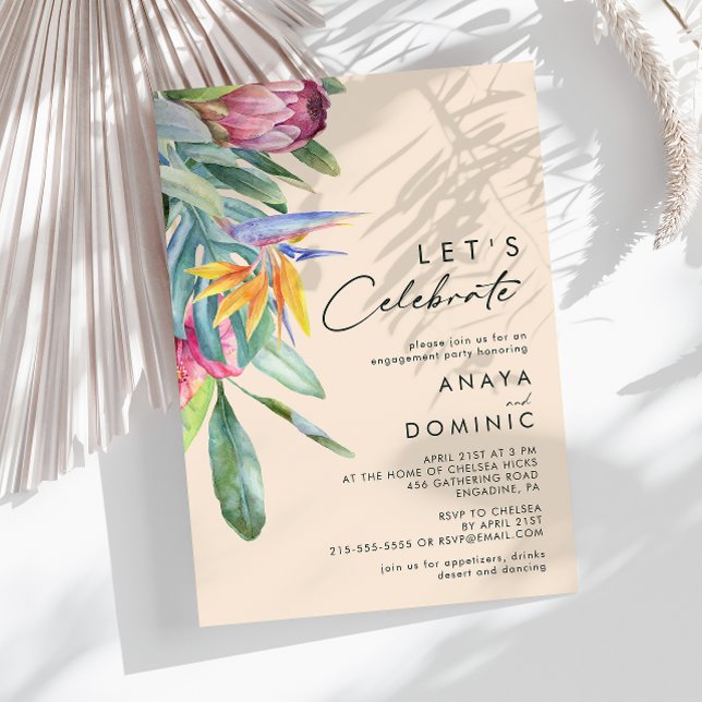 Colourful Tropical Floral | Peach Let's Celebrate Invitation (Creator Uploaded)