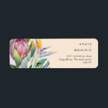 Colourful Tropical Floral | Peach Return Address<br><div class="desc">This colourful tropical floral | peach return address label is perfect for your modern boho destination, green, purple, peach wedding. Design features an elegant bouquet of classic beach watercolor greenery and flowers that may include sage green eucalyptus, mauve and red protea, blush pink hibiscus, orange and blue bird of paradise,...</div>