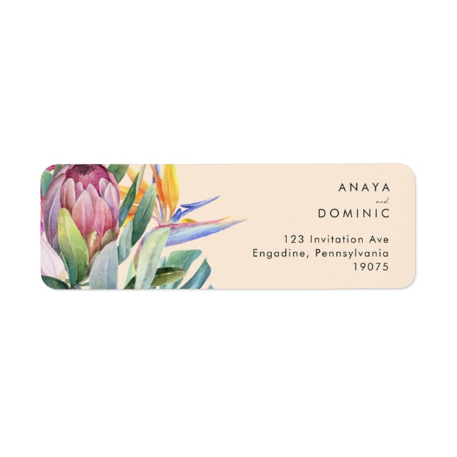 Colourful Tropical Floral | Peach Return Address (Front)