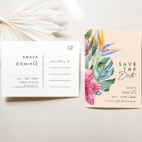 Colourful Tropical Floral | Peach Save The Date