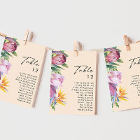 Colourful Tropical Floral Peach Table Number Chart