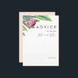 Colourful Tropical Floral Peach Wedding Advice Car Card<br><div class="desc">This colourful tropical floral peach wedding advice card is perfect for your modern boho destination green, purple, peach wedding. Design features an elegant bouquet of classic beach watercolor greenery and flowers, including sage green eucalyptus, mauve and red protea, blush pink hibiscus, orange and blue bird of paradise, and dark green...</div>