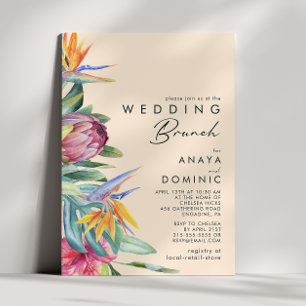 Colourful Tropical Floral   Peach Wedding Brunch I Invitation