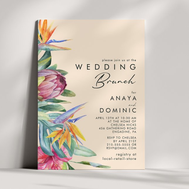Colourful Tropical Floral | Peach Wedding Brunch I Invitation (Creator Uploaded)