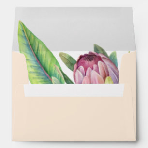 Colourful Tropical Floral Peach Wedding Invitation Envelope