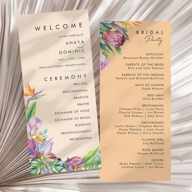 Colourful Tropical Floral | Peach Wedding Program Programme (Creator Uploaded)