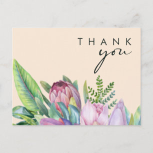 Colourful Tropical Floral   Peach Wedding Thank Yo Postcard