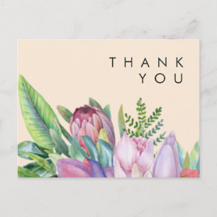 Colourful Tropical Floral   Peach wedding Thank Yo Postcard