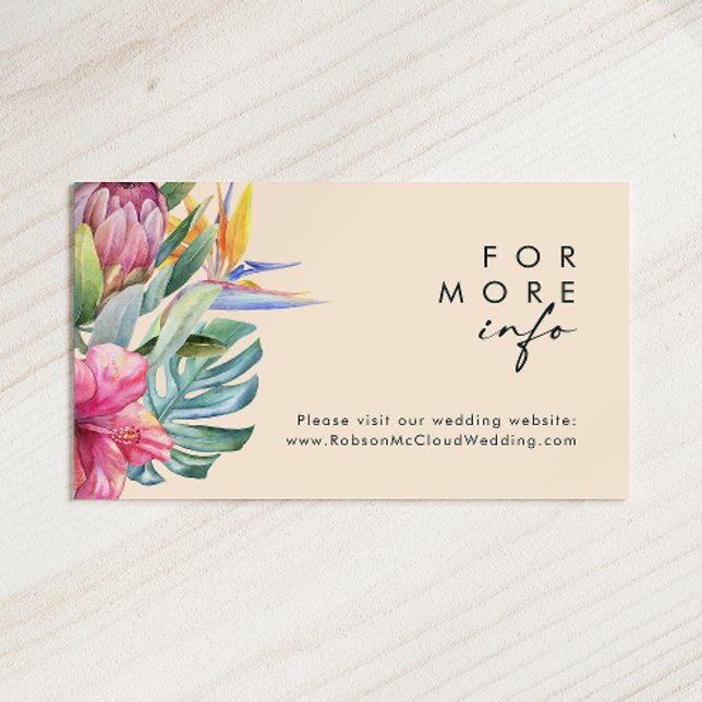 Colourful Tropical Floral | Peach Wedding Website Enclosure Card (Creator Uploaded)