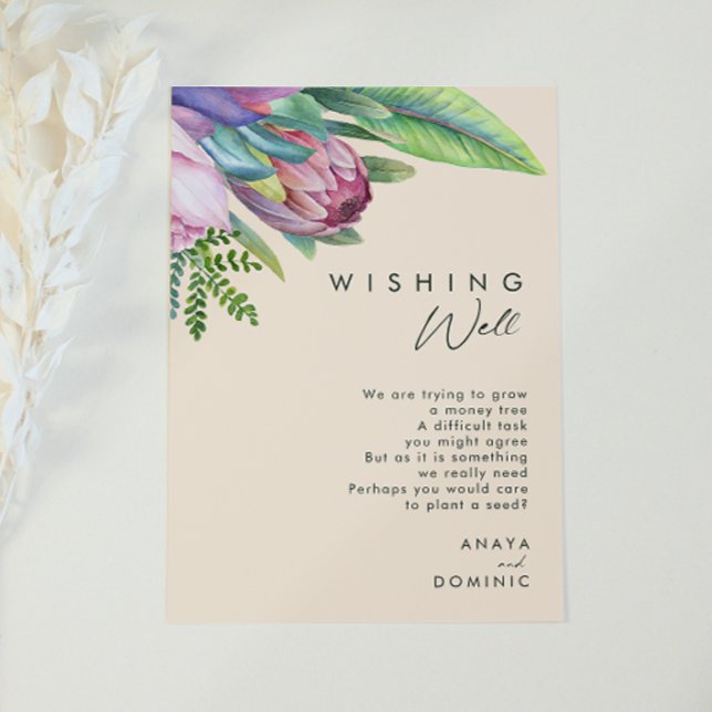 Colourful Tropical Floral | Peach Wishing Well Enclosure Card (Creator Uploaded)