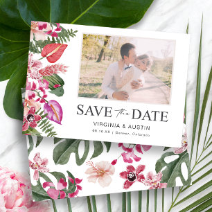 Colourful Tropical Floral Photo Save The Date