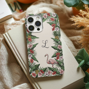 Colourful Tropical Floral Pink Flamingo & Hibiscus iPhone 16 Pro Case