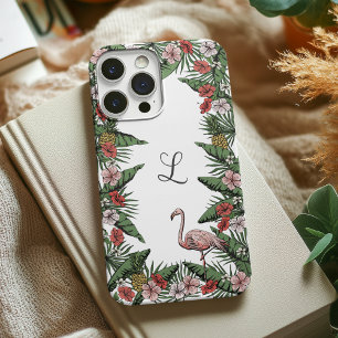 Colourful Tropical Floral Pink Flamingo & Hibiscus iPhone 16 Pro Case