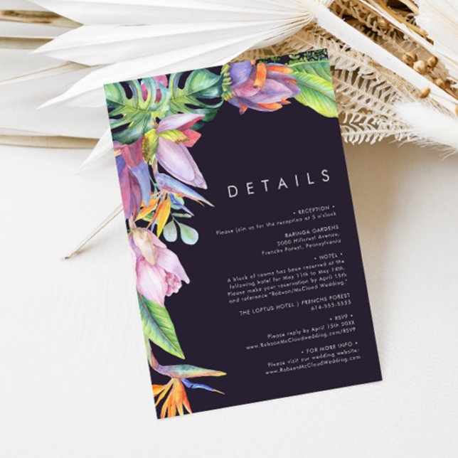 Colourful Tropical Floral | Purple Details Enclosure Card (Creator Uploaded)