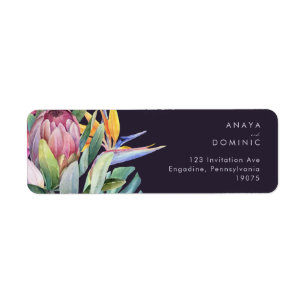 Colourful Tropical Floral   Purple Return Address