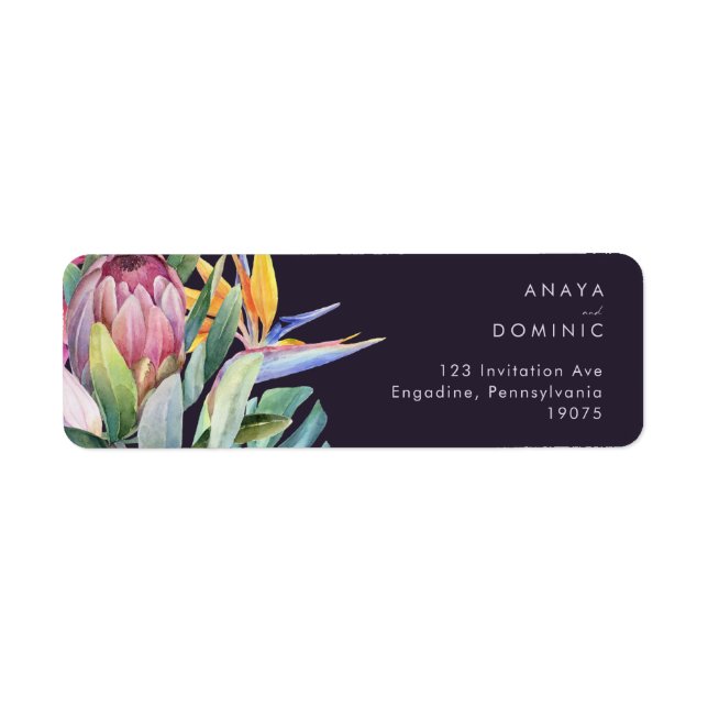 Colourful Tropical Floral | Purple Return Address (Front)