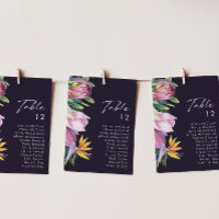 Colourful Tropical Floral Purple Table Number Char