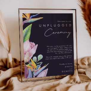 Colourful Tropical Floral Purple Unplugged Ceremon Poster