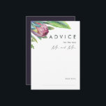 Colourful Tropical Floral Purple Wedding Advice Card<br><div class="desc">This colourful tropical floral purple wedding advice card is perfect for your modern boho destination green, purple, peach wedding. Design features an elegant bouquet of classic beach watercolor greenery and flowers, including sage green eucalyptus, mauve and red protea, blush pink hibiscus, orange and blue bird of paradise, and dark green...</div>