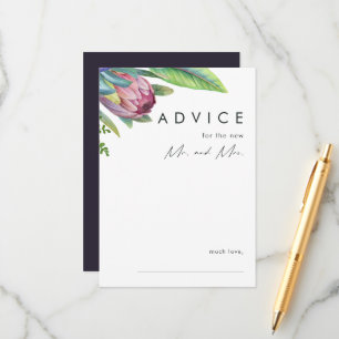 Colourful Tropical Floral Purple Wedding Advice Card