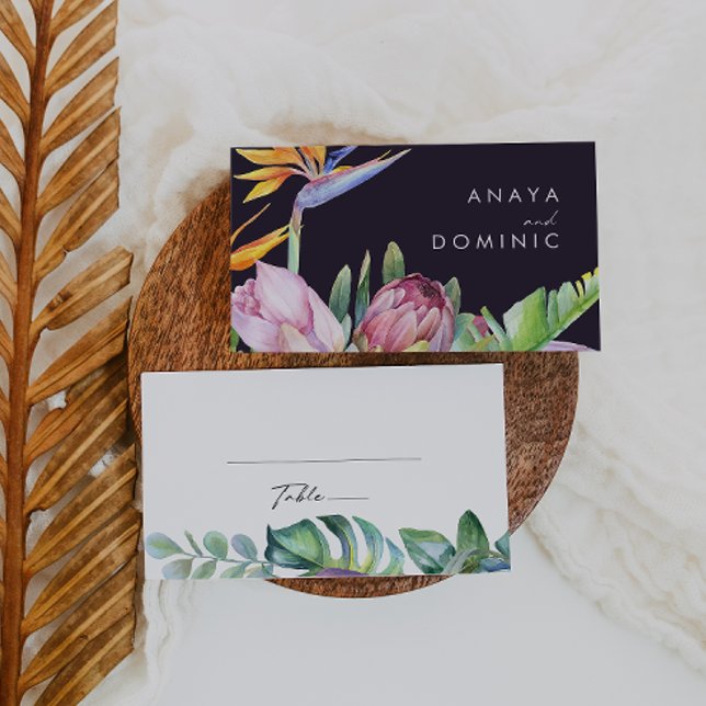 Colourful Tropical Floral |  Purple Wedding Place Card (Creator Uploaded)