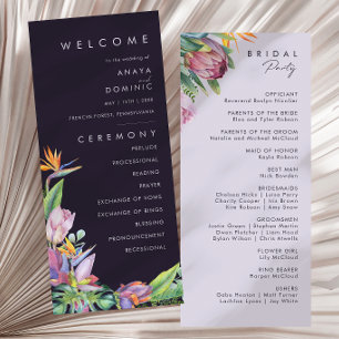 Colourful Tropical Floral Purple Wedding Program Programme