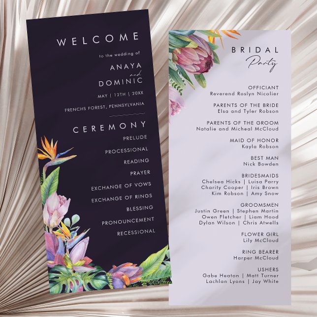 Colourful Tropical Floral | Purple Wedding Program Programme (Creator Uploaded)
