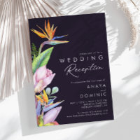 Colourful Tropical Floral Purple Wedding Reception