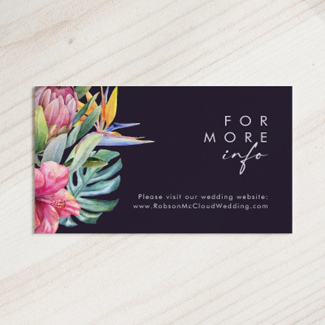 Colourful Tropical Floral | Purple Wedding Website Enclosure Card (Creator Uploaded)