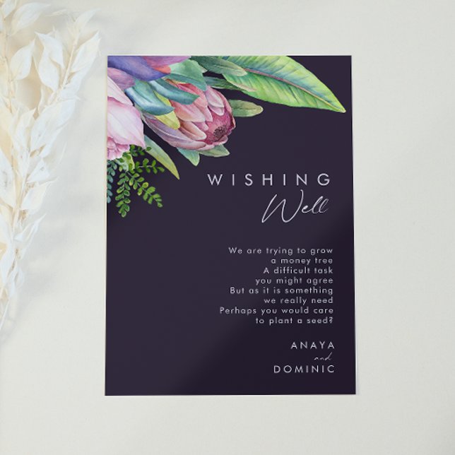 Colourful Tropical Floral | Purple Wishing Well Enclosure Card (Creator Uploaded)