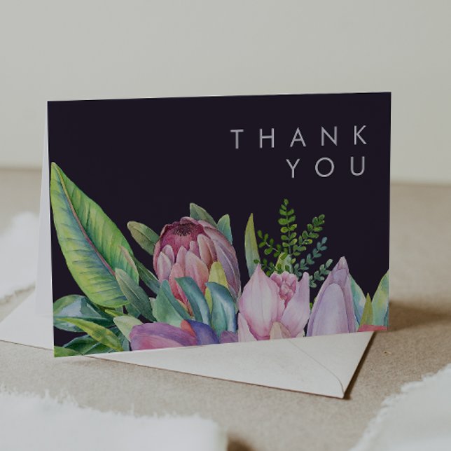 Colourful Tropical Floral | PurpleThank You Card (Creator Uploaded)