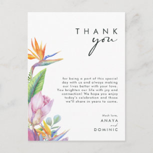 Colourful Tropical Floral Reception Thank You Card