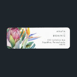 Colourful Tropical Floral | Return Address<br><div class="desc">This colourful tropical floral | return address label is perfect for your modern boho destination, green, purple, peach wedding. Design features an elegant bouquet of classic beach watercolor greenery and flowers that may include sage green eucalyptus, mauve and red protea, blush pink hibiscus, orange and blue bird of paradise, and...</div>